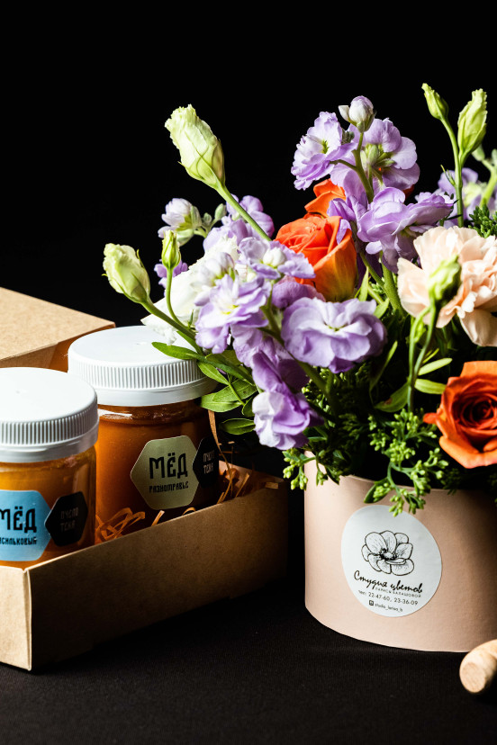 Подарочный набор 2 баночки по 0.25 кг Мед Васильковый/разнотравье/цветочная композиция